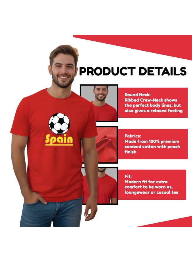 PRINTSHOP4ME Spain Unisex Adult T-Shirt - Short Sleeve Round Neck Cotton Tshirt for Men and Women - Soft and Comfortable - Gift for Football Fans - Image 5