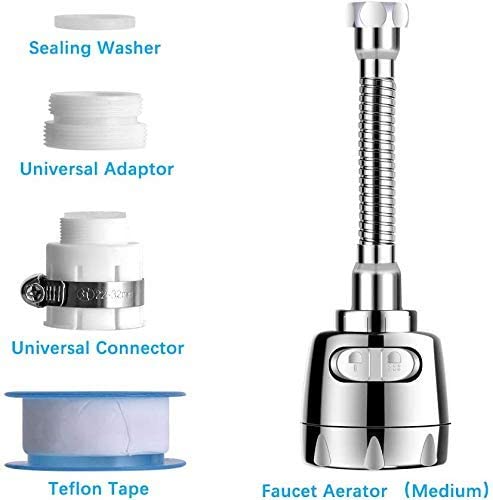 VENIVA Stainless Steel Flexible 360 Degree Rotating 2 Modes Water Saving Faucet Faucet for Kitchen Sink Water Faucet Sprayer Flexible Tap Extension for Kitchen Sink Standard SizeSilver - Image 3