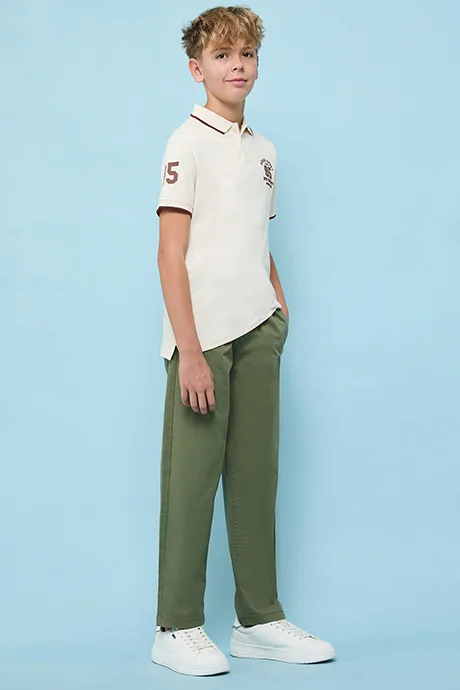 أر أند بي Solid Straight Fit Pants with Drawstring Waist