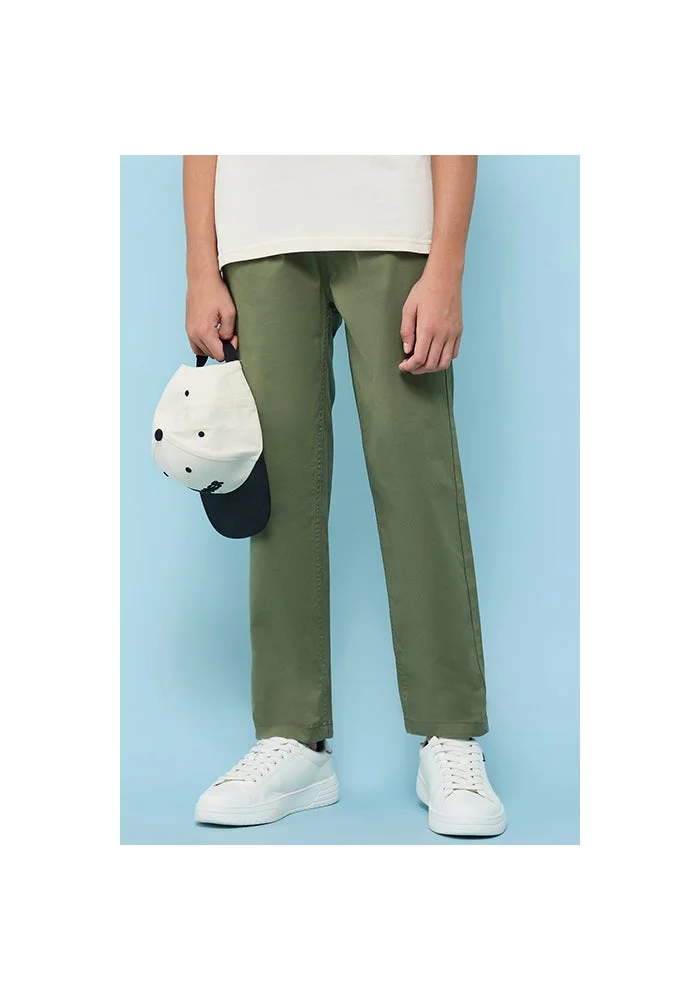 R&b Solid Straight Fit Pants with Drawstring Waist