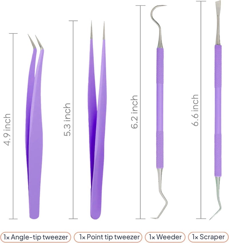 iVyne Premium Vinyl Weeding Tool Kit - Precision Stainless Steel Weeder - Hook and Pick with Fine Tweezers Crafting Set for Cricut Vinyl - by (Purple) - Image 3