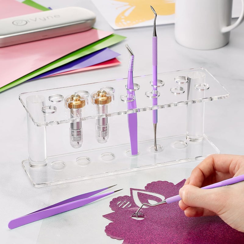 iVyne Premium Vinyl Weeding Tool Kit - Precision Stainless Steel Weeder - Hook and Pick with Fine Tweezers Crafting Set for Cricut Vinyl - by (Purple) - Image 5