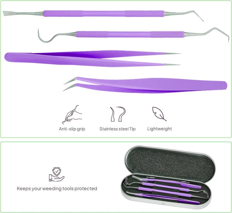 iVyne Premium Vinyl Weeding Tool Kit - Precision Stainless Steel Weeder - Hook and Pick with Fine Tweezers Crafting Set for Cricut Vinyl - by (Purple) - Image 2