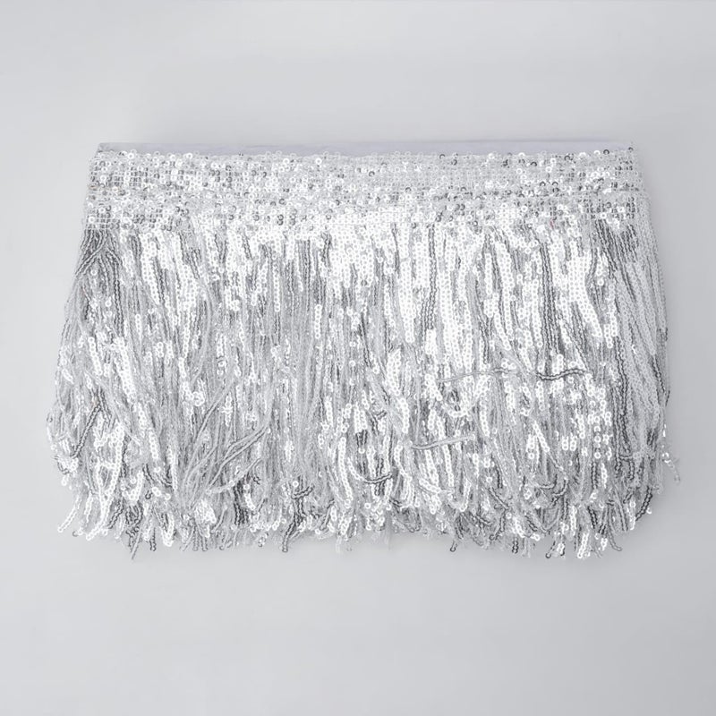 PREMDAS LACES Premdas lace Colorful Sequin Tassel Lace Trim Ribbon Fringe DIY Handmade Dance Performance Clothing Decoration Accessorie3miter Length 6 Inch Silver - Image 3