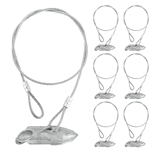 LARNORJE 6 Pack Ground Earth Anchors - Easy Hook Anchor with 30 inch Long x 1/8" Cable, Ideal for Securing Shed, Fence, Green House, Swing Set and More. - Image 1