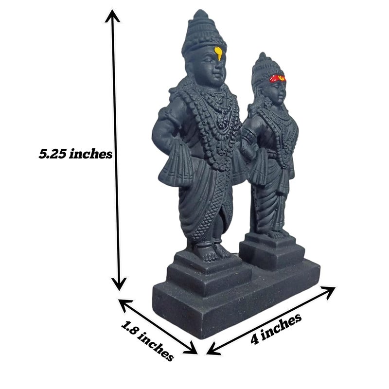 OM SAI Gifts Lord Vitthal Rakhumai Stand ldol Statue of God VitthalRukhmai Murti for Pooja Room Home Temple Decor Offices 5 Inch Black - Image 3