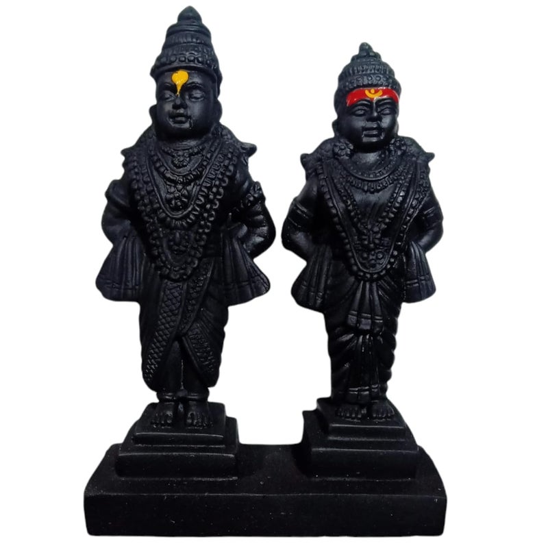 OM SAI Gifts Lord Vitthal Rakhumai Stand ldol Statue of God VitthalRukhmai Murti for Pooja Room Home Temple Decor Offices 5 Inch Black - Image 1