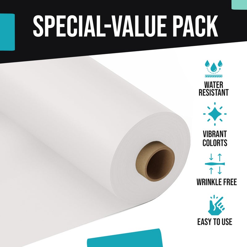Exquisite Basic White Plastic Table Cover Roll 40" X 300' Table Cloth Plastic Cover Roll - Economy Value Banquet Rolls - Disposable Tablecloth Rolls - Image 3