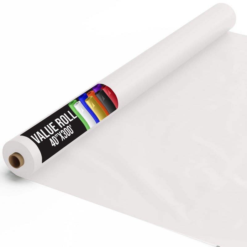 Exquisite Basic White Plastic Table Cover Roll 40" X 300' Table Cloth Plastic Cover Roll - Economy Value Banquet Rolls - Disposable Tablecloth Rolls - Image 1
