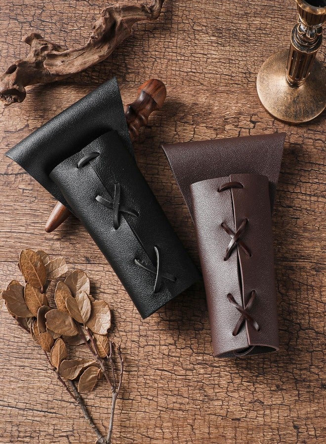 CoTeeZa Medieval Renaissance Viking Sword Leather Belt - 2Pcs Swords Holder Sheath Scabbard, Knight Cosplay Props Leather Frog Case for Men Women, Brown & Black - Image 2