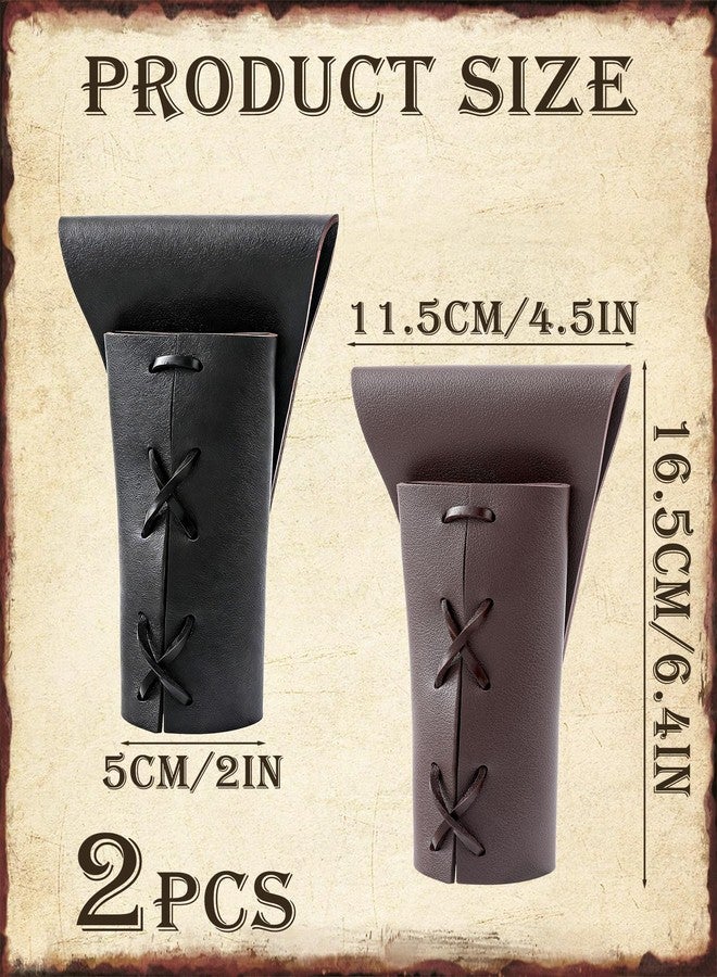 CoTeeZa Medieval Renaissance Viking Sword Leather Belt - 2Pcs Swords Holder Sheath Scabbard, Knight Cosplay Props Leather Frog Case for Men Women, Brown & Black - Image 5
