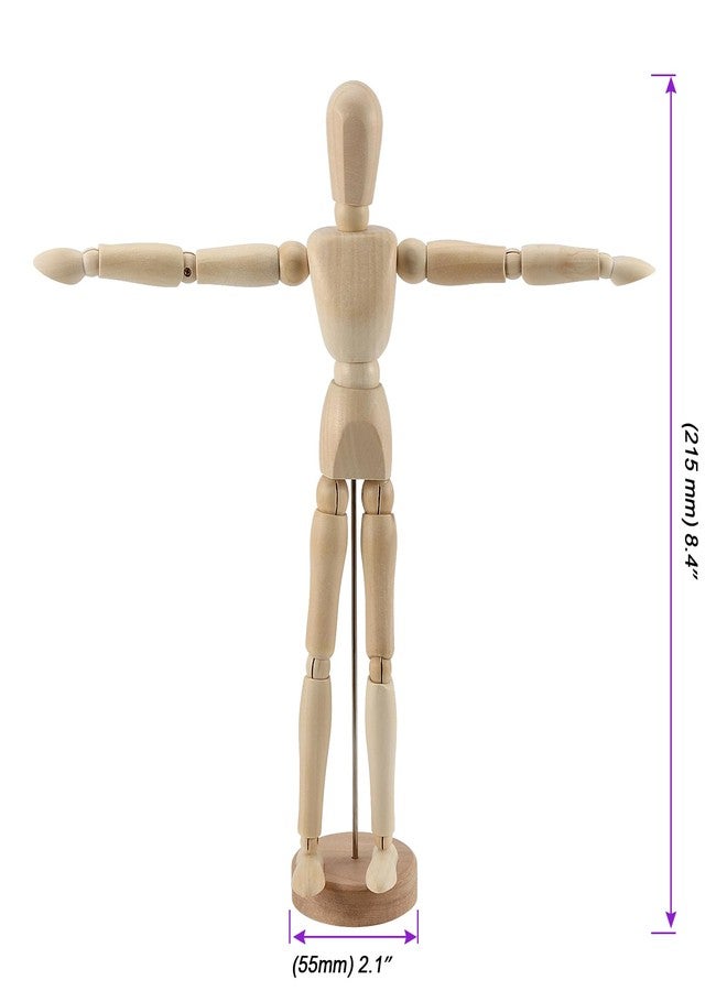 JOIKIT 4 Pack 8.5 Inch Wooden Artists Model, Wooden Art Mannequin Articulated Mannequin with Stand and Posable Body, Movable Wooden Manikin for Drawing The Human Figure - Image 2