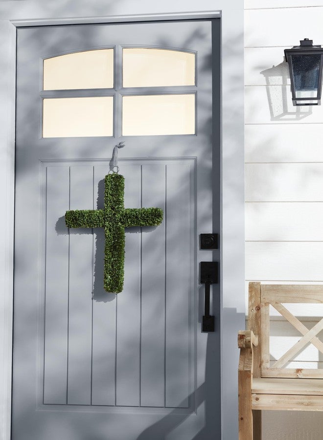 Mud Pie Boxwood Cross Door Hanger; 26" x 18" - Image 2