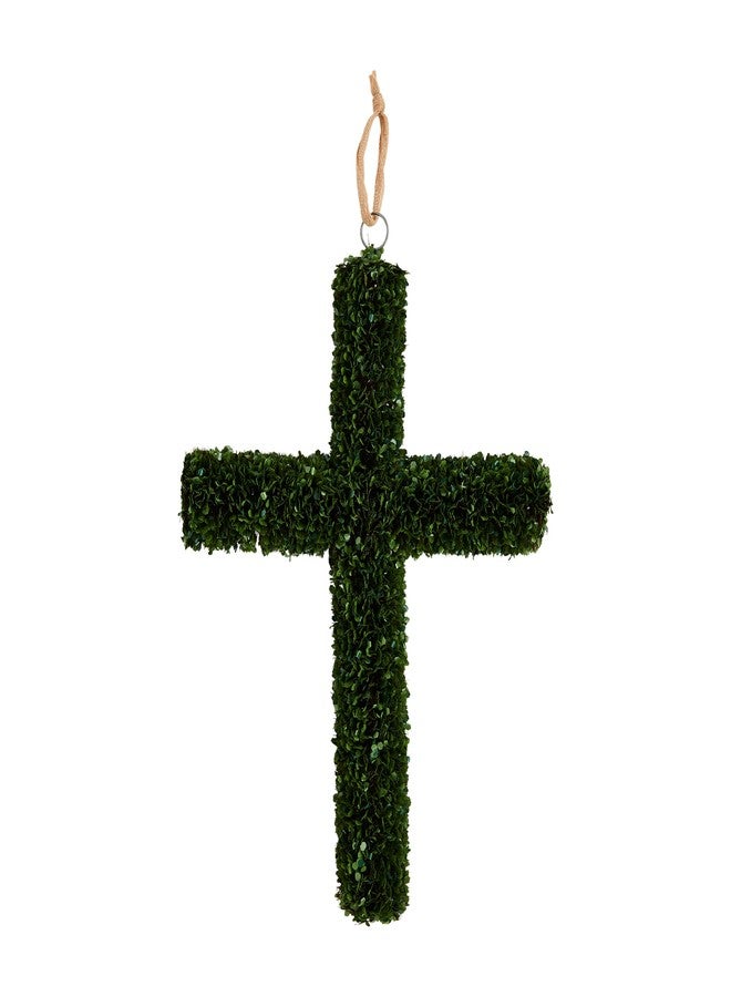 Mud Pie Boxwood Cross Door Hanger; 26" x 18" - Image 1