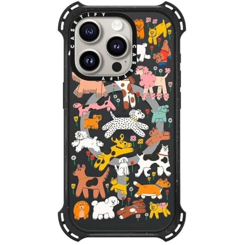 Casetify Bounce iPhone 15 Pro Case 【6X Military Grade Drop Tested / 21.3ft Drop Protection/Compatible with Magsafe】 - Dogs - Triple Black - Image 1