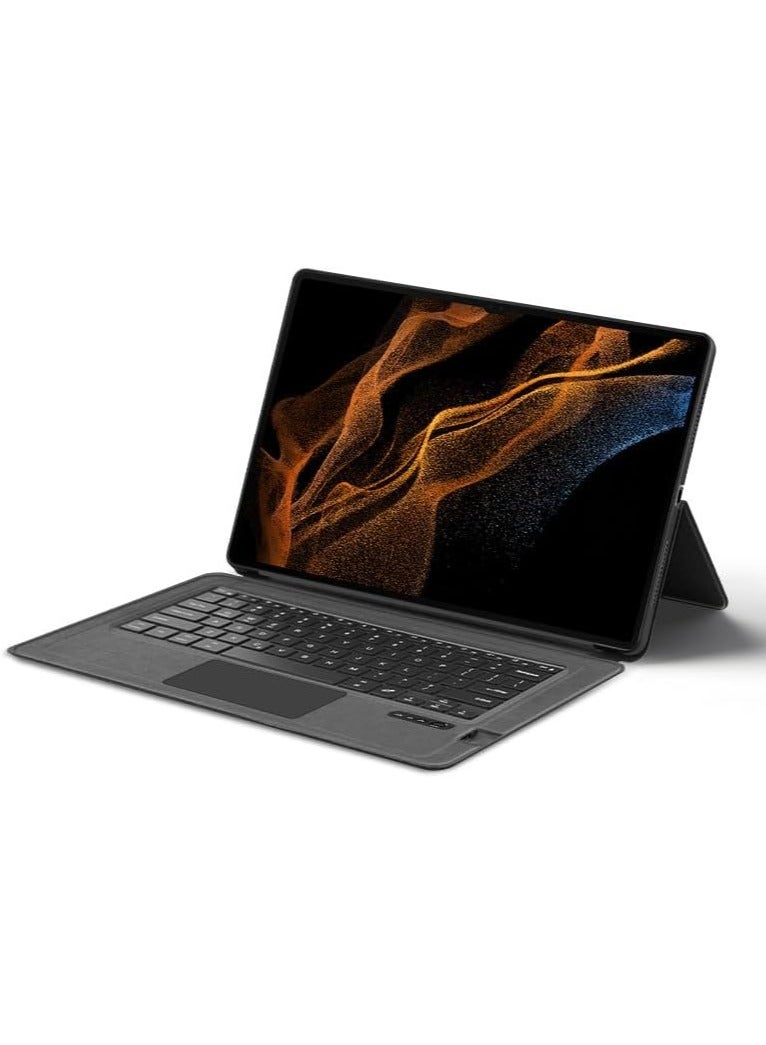 Keyboard Compatible with Samsung Galaxy Tab S8 Ultra 14.6 inch 2022 Touch Shaft Bluetooth Leather Case for Tablet - Image 5