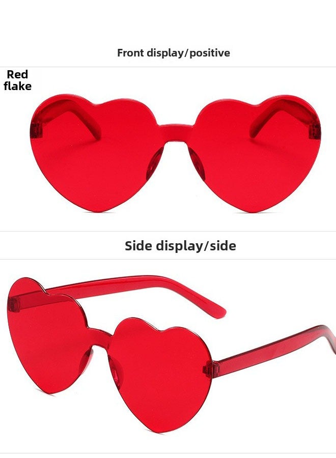 نظارات شمسية على شكل قلب للرجال والنساء، نظارات شمسية شفافة على شكل قلب من قطعة واحدة - Image 2