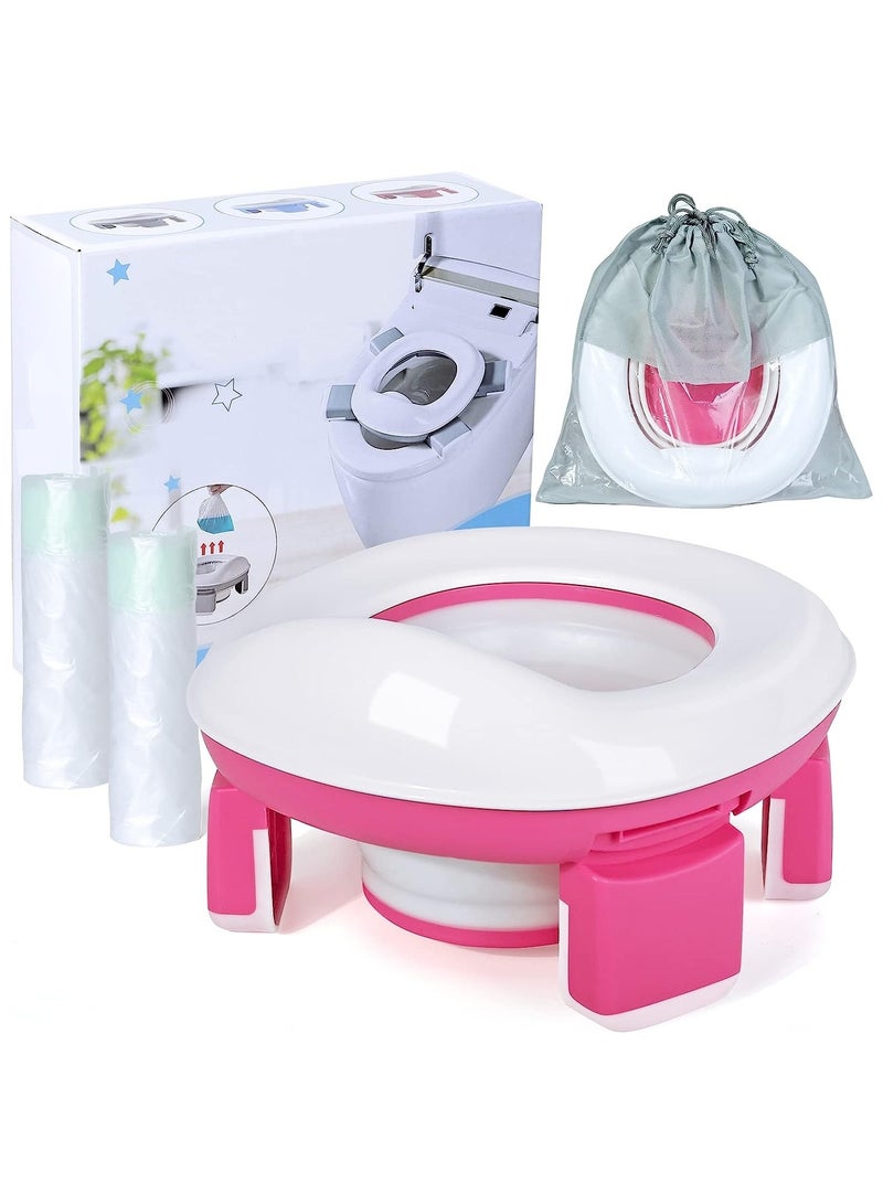 NNEWVANTE Portable Potty Training Toilet for Boys and Girls with Storage Bag - Foldable Travel Potty Chair, Indoor and Outdoor Potty Seat for Toddlers, Easy to Clean (Pink) - Image 1