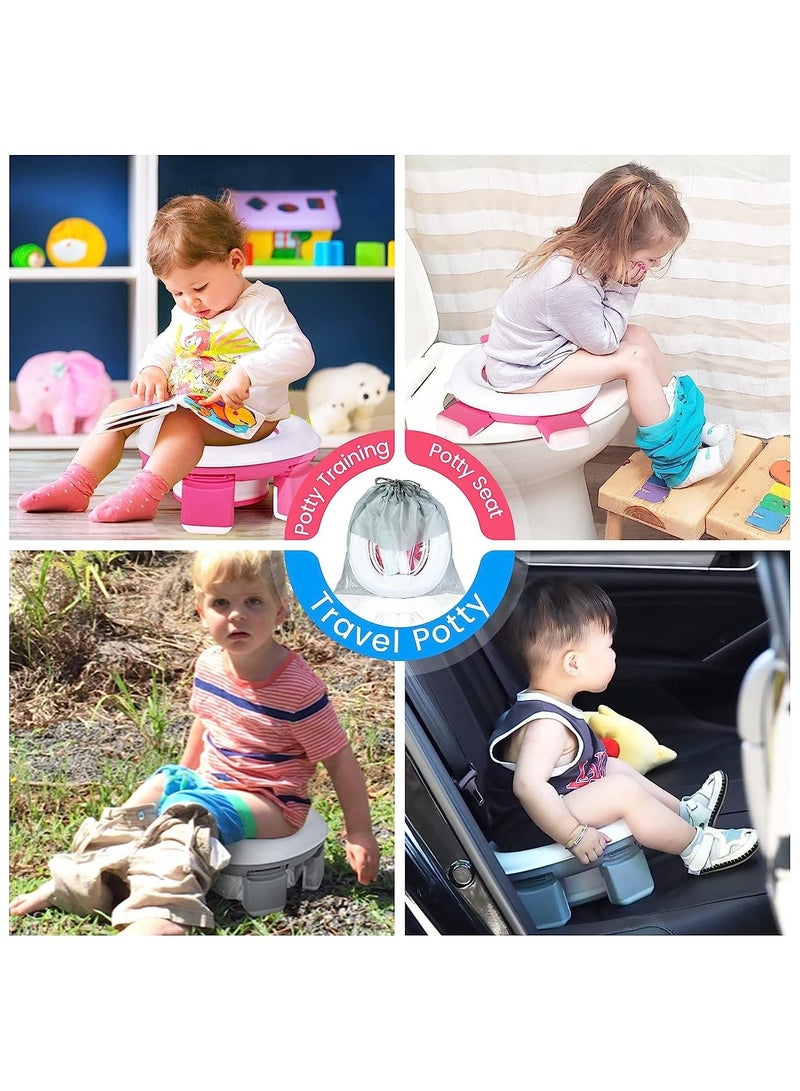 NNEWVANTE Portable Potty Training Toilet for Boys and Girls with Storage Bag - Foldable Travel Potty Chair, Indoor and Outdoor Potty Seat for Toddlers, Easy to Clean (Pink) - Image 5