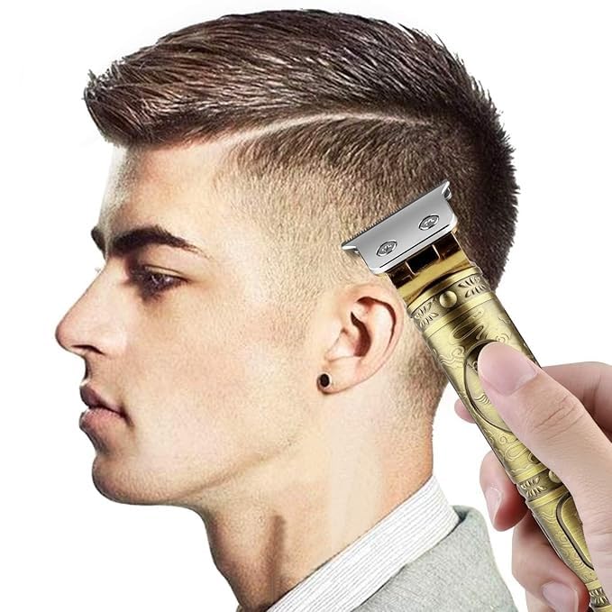 KD ZONE Rechargeable Buddha Style Hair Trimmer for Mens Professional Beard Trimmer Hair Clipper Shaver with Guide Combs Brush USB Cord TBlade Gold - Image 2