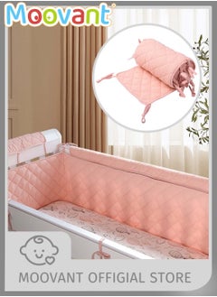 Moovant Baby Crib, Rail Guard, Protective Thicken Soft Guard Crib, Rail Sleeve, Cot Wrap Padded Bed Fence Cover, Rail Guard Protector, Pink, 190*30cm  - Image 1