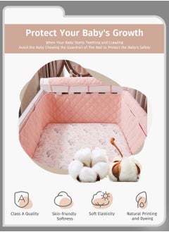 Moovant Baby Crib, Rail Guard, Protective Thicken Soft Guard Crib, Rail Sleeve, Cot Wrap Padded Bed Fence Cover, Rail Guard Protector, Pink, 190*30cm  - Image 3