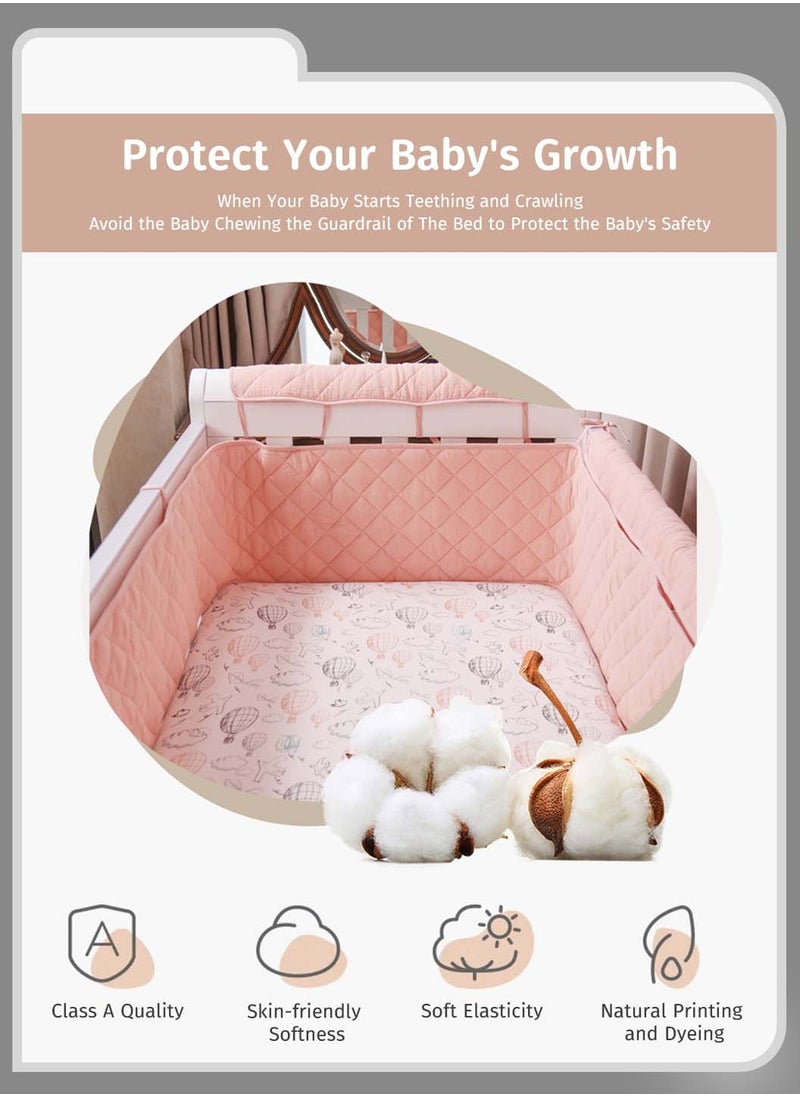 Moovant Baby Crib, Rail Guard, Protective Thicken Soft Guard Crib, Rail Sleeve, Cot Wrap Padded Bed Fence Cover, Rail Guard Protector, Pink, 190*30cm  - Image 3