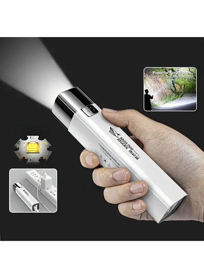 Smiling Shark 617B Black Rechargeable LED Flashlight High Power 3 Modes Portable USB Emergency Torch - Image 3