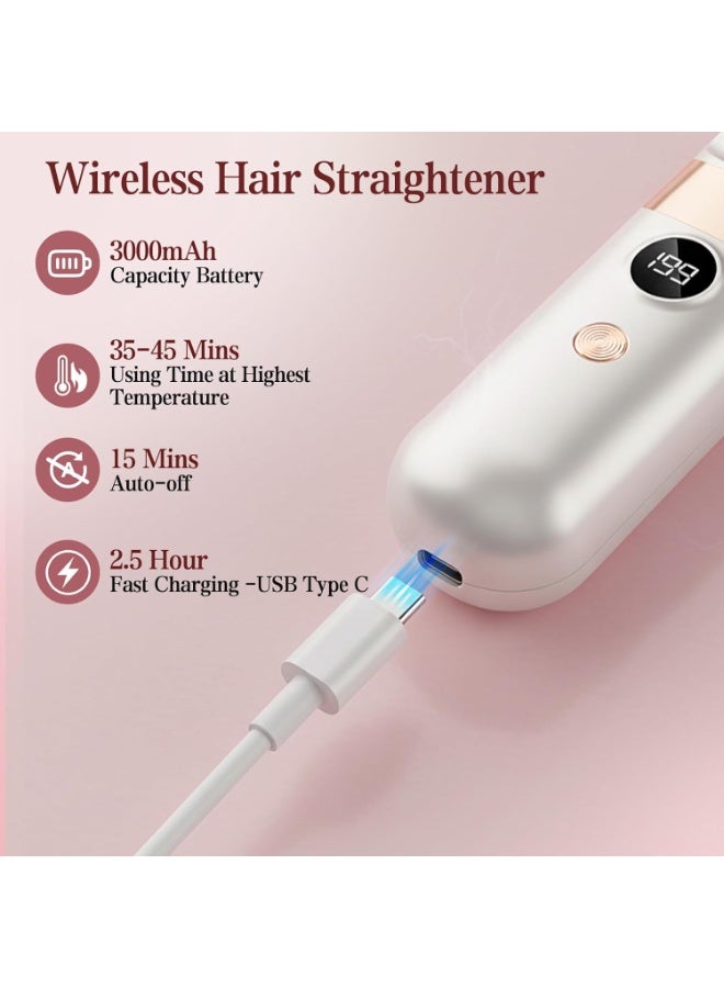 2 in 1 Hair Styler Mini Hair Straightener Brush Comb Wireless Rechargeable Ceramic Hair Straightening Brush - Image 4