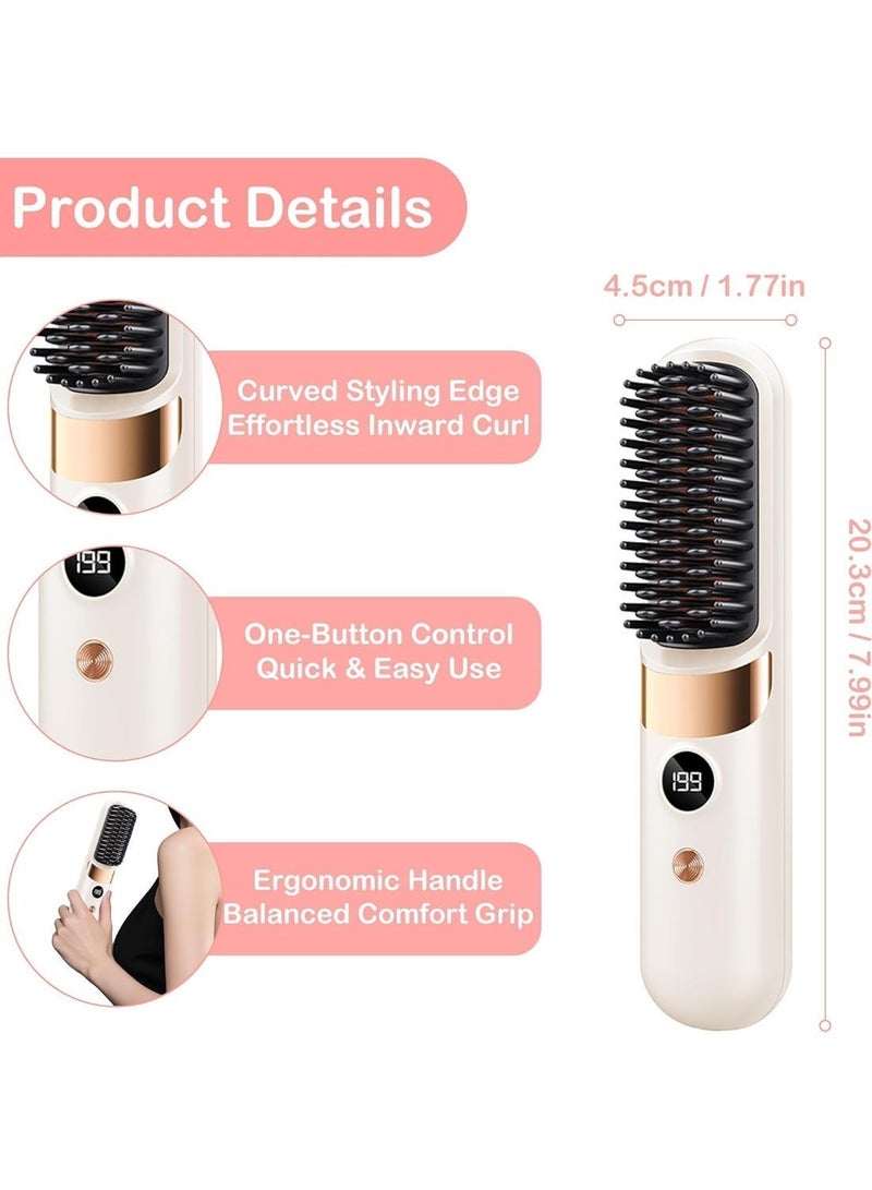 2 in 1 Hair Styler Mini Hair Straightener Brush Comb Wireless Rechargeable Ceramic Hair Straightening Brush - Image 3