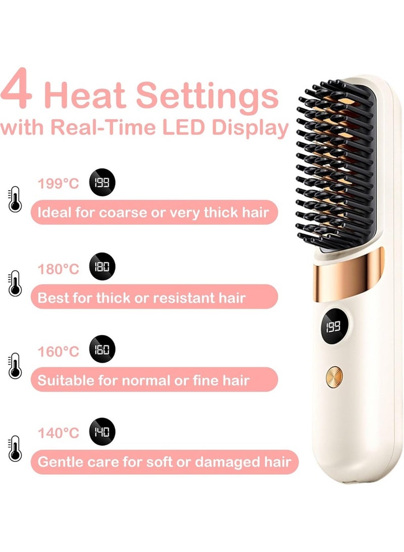 2 in 1 Hair Styler Mini Hair Straightener Brush Comb Wireless Rechargeable Ceramic Hair Straightening Brush - Image 5