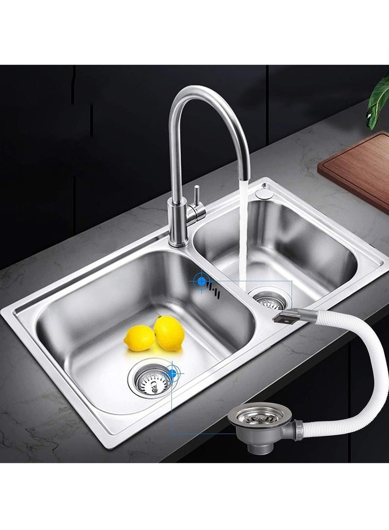 Captaintech Kitchen Sink Waste Collection, Stainless Steel Kitchen Sink Basket Strainer and Square Basket Waste with Overflow Head with PVC Pipe 1½" (114mm) - Image 2