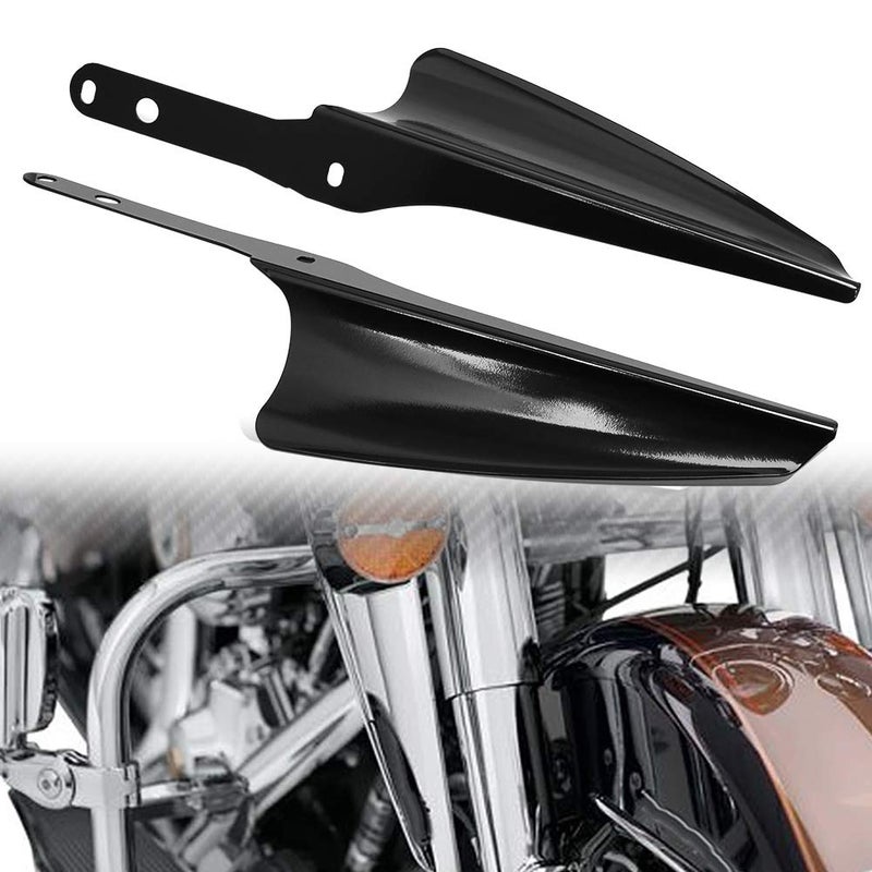 H RUO Front Fork Mount Wind Deflectors Windshield for Harley Touring Street Glide Electra Glide Road King CVO FLHT FLHR FLHX 19952023 2022 2021 Black