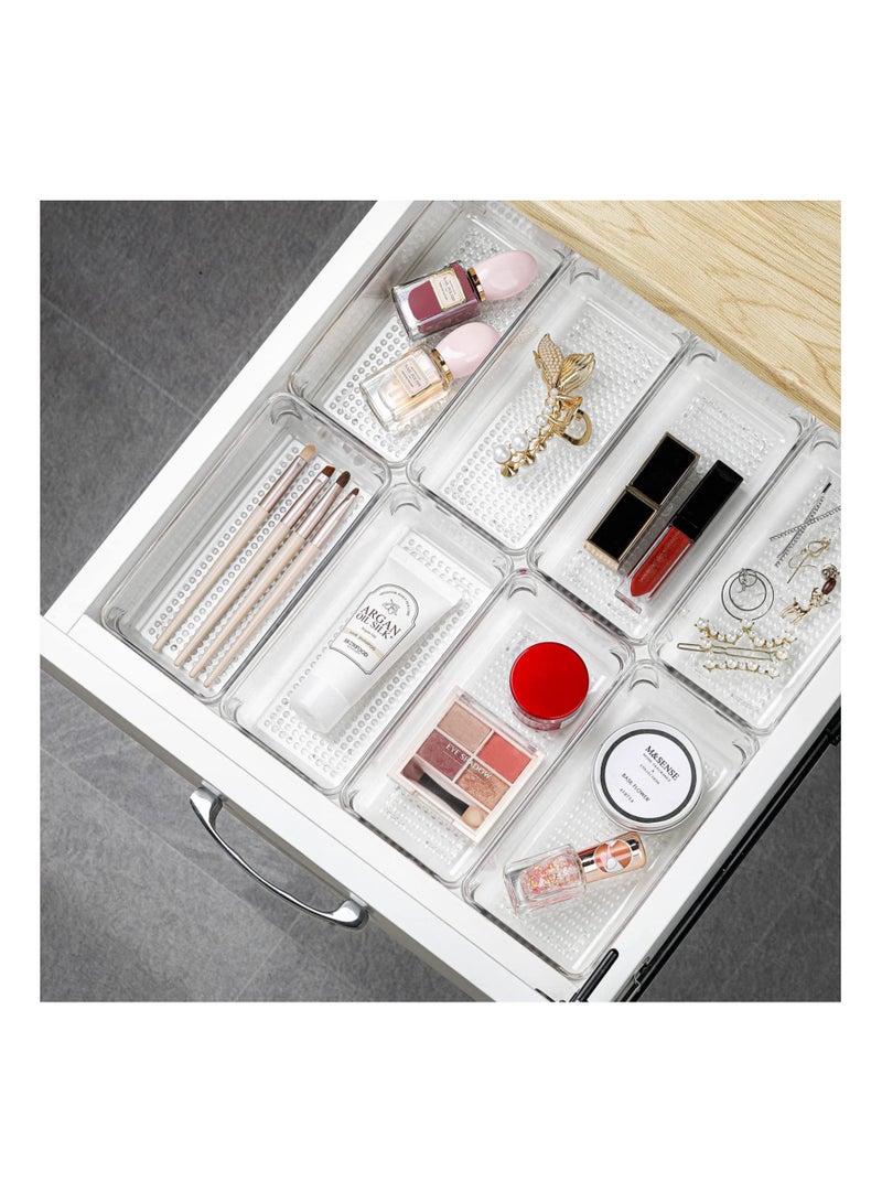 KASTWAVE منظم أدراج بلاستيكي شفاف، 6" × 3" × 2"، مجموعة من 8، منظم مكتب قابل للتكديس للحمام، المطبخ، غرفة النوم والمكتب، صناديق صغيرة خالية من BPA للثلاجة، أكياس الشاي، ملحقات الشعر، مستحضرات التجميل - Image 2