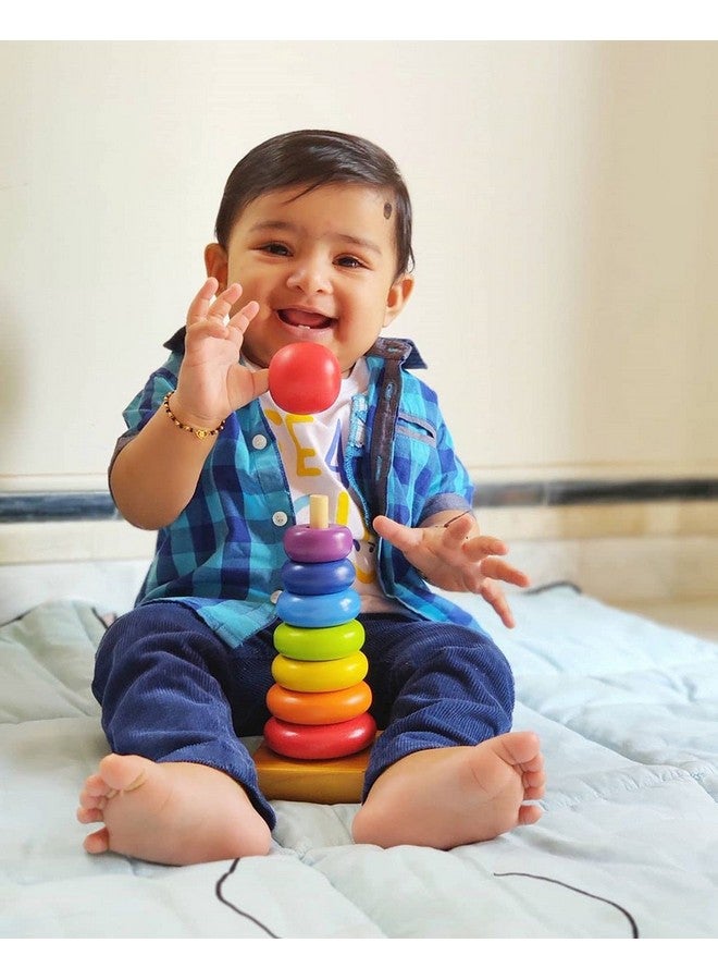 Shumee Wooden Rainbow Stacker Rings Toy (1 Years+) | Multicolor | Stem Learning | Made In India | Non Toxic Colors | Organic & Safe - Image 3