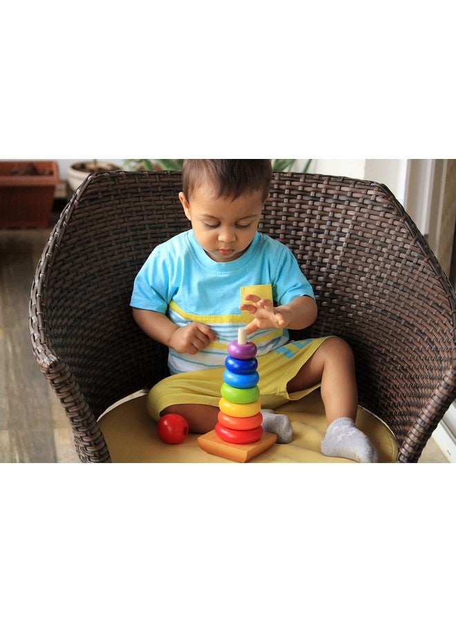 Shumee Wooden Rainbow Stacker Rings Toy (1 Years+) | Multicolor | Stem Learning | Made In India | Non Toxic Colors | Organic & Safe - Image 4