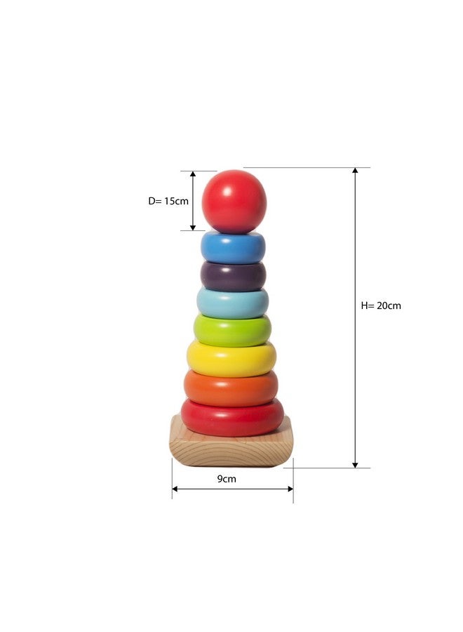 Shumee Wooden Rainbow Stacker Rings Toy (1 Years+) | Multicolor | Stem Learning | Made In India | Non Toxic Colors | Organic & Safe - Image 2