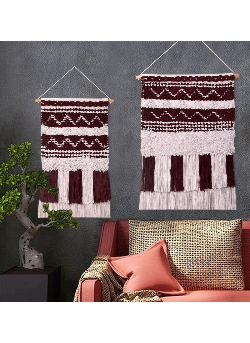 TSUKUYOMI TSUKUYOMI Pack of 1 Large Macrame Bohemian Nordic Woven Wall Hanging Decor Tapestry Hippie Beautiful Geometric Art 15 X 24 INCH Coffee001  - Image 1