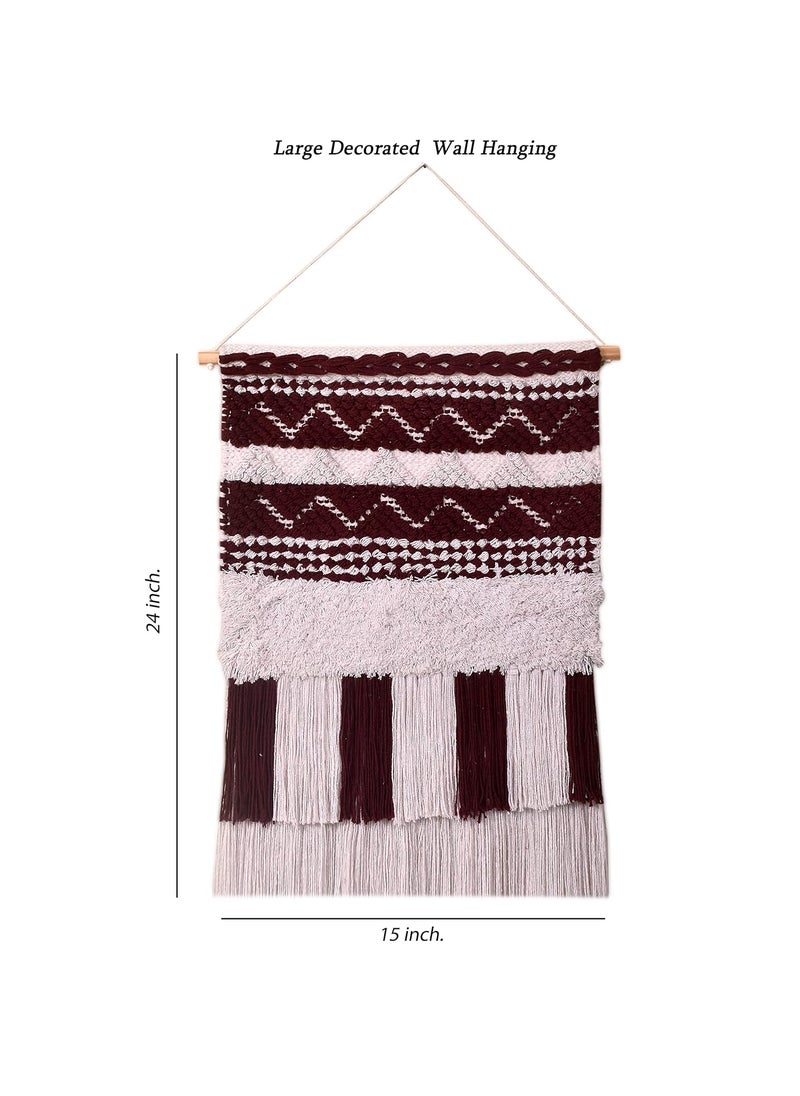 TSUKUYOMI TSUKUYOMI Pack of 1 Large Macrame Bohemian Nordic Woven Wall Hanging Decor Tapestry Hippie Beautiful Geometric Art 15 X 24 INCH Coffee001  - Image 3
