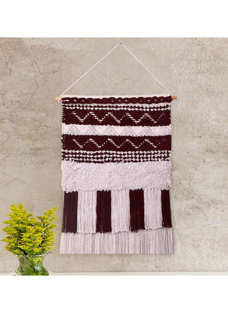 TSUKUYOMI TSUKUYOMI Pack of 1 Large Macrame Bohemian Nordic Woven Wall Hanging Decor Tapestry Hippie Beautiful Geometric Art 15 X 24 INCH Coffee001  - Image 2