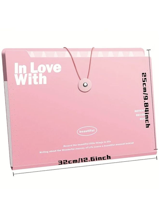 Pink 12 Layers A4 Accordion File Folder Large Capacity Document Organizer - Image 2