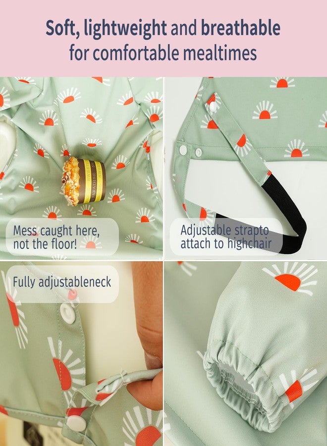 CoolaPeach 2Set Feeding Bibs Long Sleeve Baby Bib - Mess-Proof Feeding Bibs for Babies - Adjustable, Waterproof, and Highchair/Table Attachment(Sunflower) - Image 3