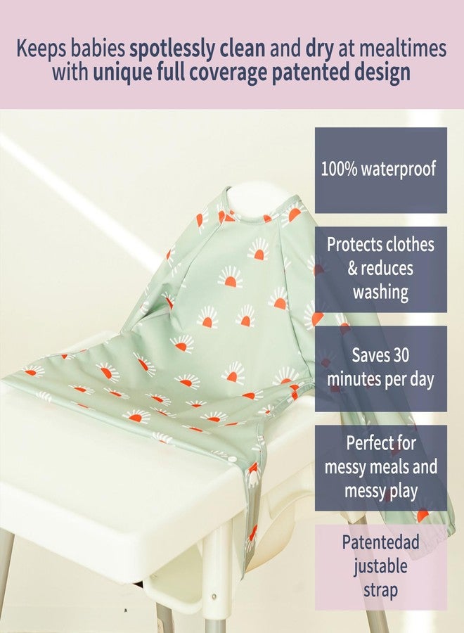 CoolaPeach 2Set Feeding Bibs Long Sleeve Baby Bib - Mess-Proof Feeding Bibs for Babies - Adjustable, Waterproof, and Highchair/Table Attachment(Sunflower) - Image 2