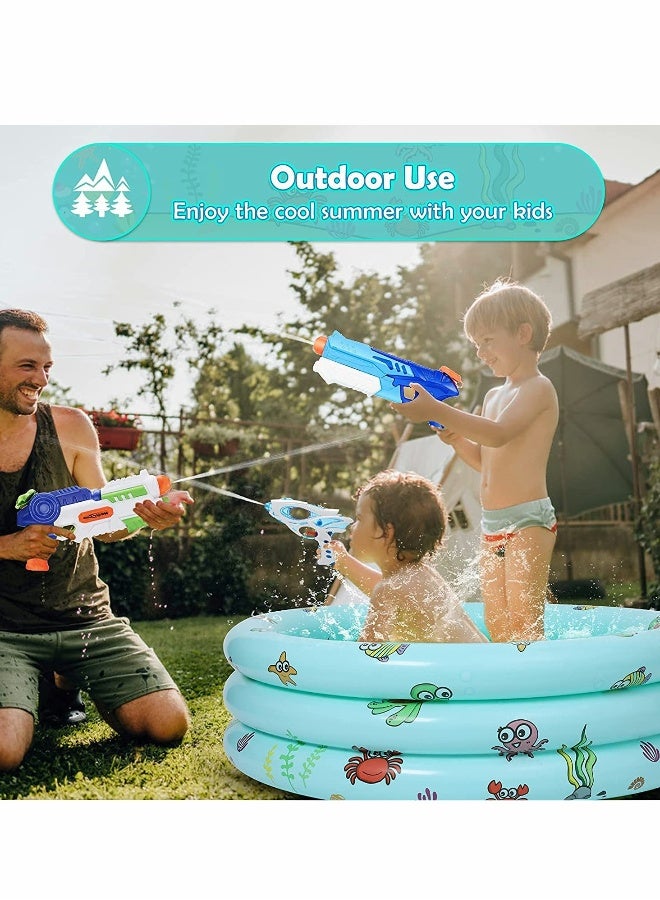 Paddling Pools for Kids, Inflatable Kiddie Swimming Paddling Pool Ocean Life 3 Ring with Inflatable Safety Floor and Free Air Pump for Family Toddlers Children Garden Outdoor Swimming Pool(100*27cm) - Image 3