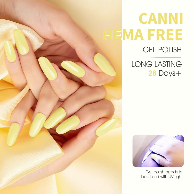 CANNI Yellow Gel Nail Polish, 1Pcs Light Yellow Gel Polish Bright Pastel Color High Gloss Soak Off U V Nail Manicure Salon DIY - Image 3