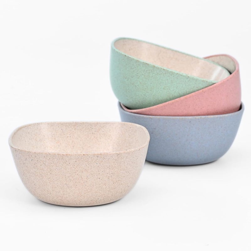 Eha EarthFriendly Small Soup Bowl Ice Cream Bowl Dessert Bowls 300 ml Made with Bamboo Fibers Rice Husk Microwave Safe Bowl Serving Bowl Set of 4 Multicolor - Image 1