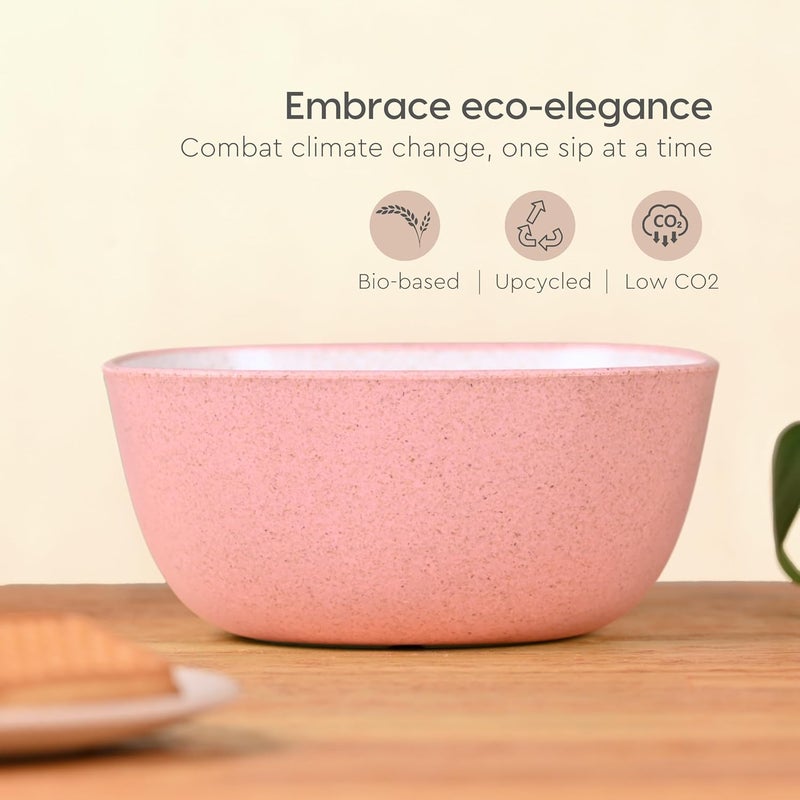 Eha EarthFriendly Small Soup Bowl Ice Cream Bowl Dessert Bowls 300 ml Made with Bamboo Fibers Rice Husk Microwave Safe Bowl Serving Bowl Set of 4 Multicolor - Image 3