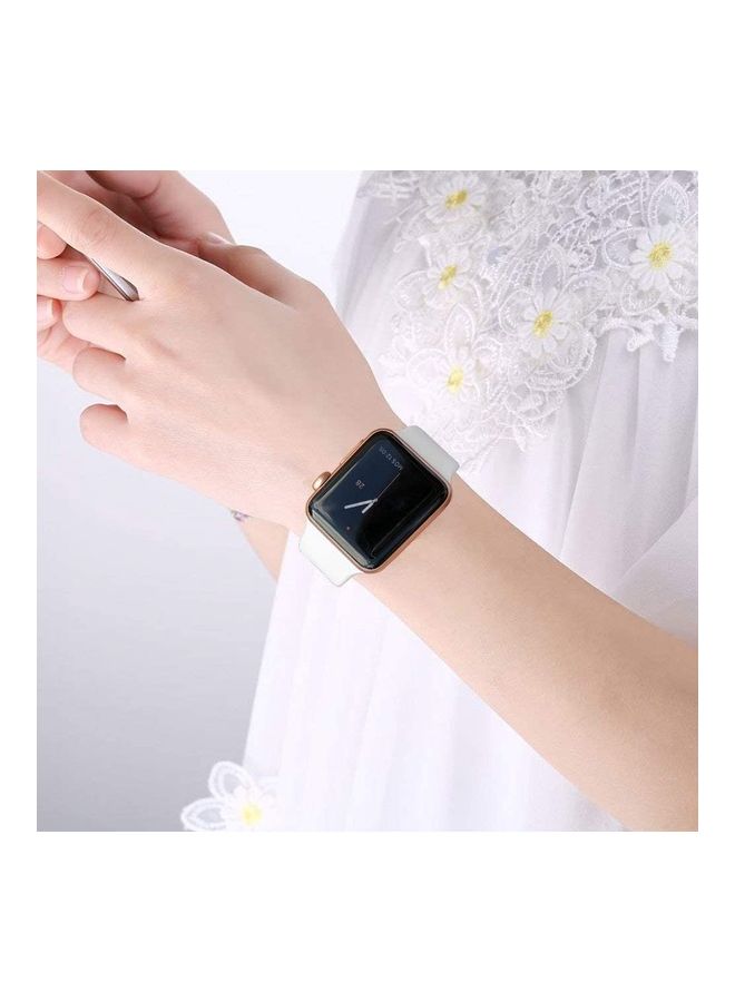 NIBEMINENT Replacement Silicone Strap For Apple Smartwatch 38-40mm White - Image 2