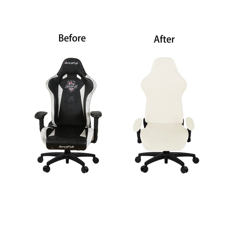 SARAFLORA Gaming Chair Covers Stretch Washable Computer Chair Slipcovers for Armchair, Swivel Chair, Gaming Chair,Computer boss Chair (Ivory, X-Large) - Image 4
