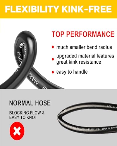 POHIR Pressue Washer Hose 25ft 4000PSI with Quick Connect M22 Fittings, 1/4 Inch M22 Kink Resistant Power Washing Replacement Hose, Lightweight Pressure Washer Extension Hose - Image 3